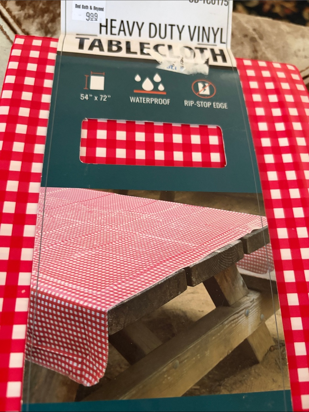 Bed Bath & Beyond Red and White Gingham Heavy Duty Vinyl Tablecloth